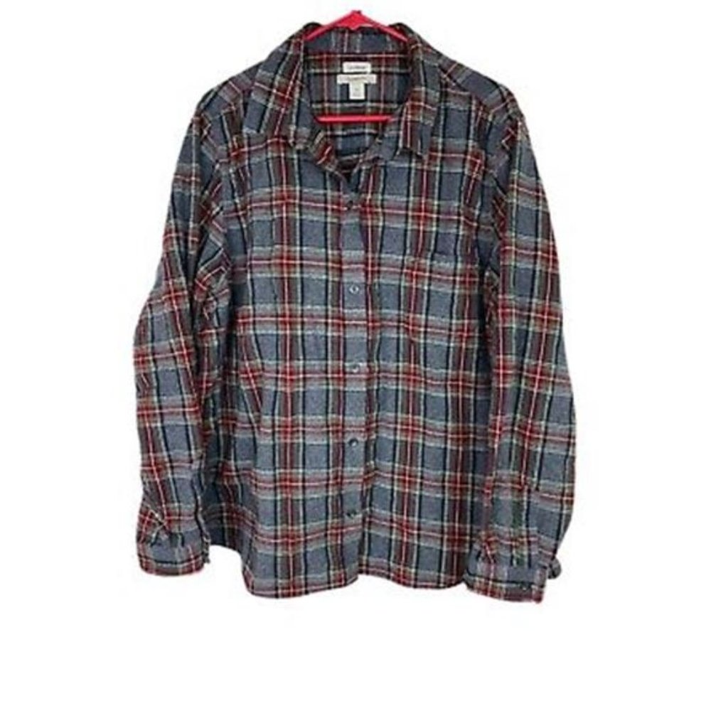 L.L. Bean 3x Women's Scotch Plaid Flannel Shirt, Relaxed fit